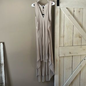 BCBG tan fitted maxi dress